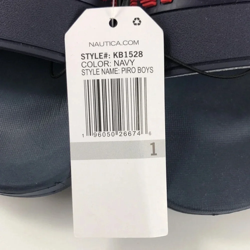 NEW Nautica Slides Boys Size 1 Slip-On Piro Sandals Athletic Athleisure